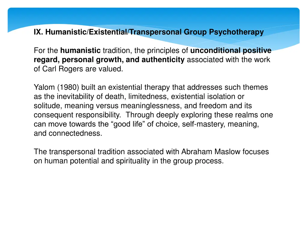 ix humanistic existential transpersonal group