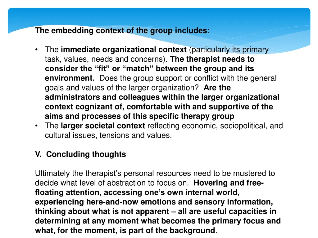 the embedding context of the group includes