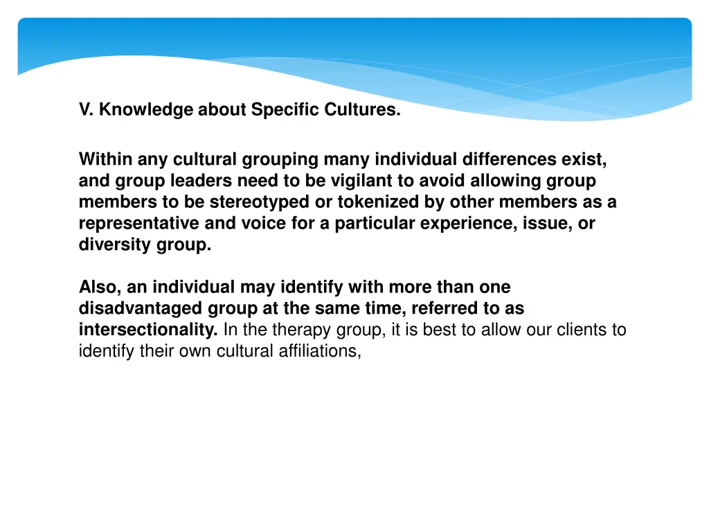 v knowledge about specific cultures