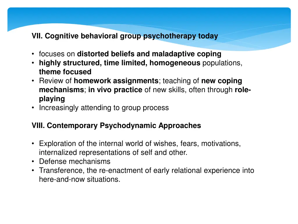 vii cognitive behavioral group psychotherapy today