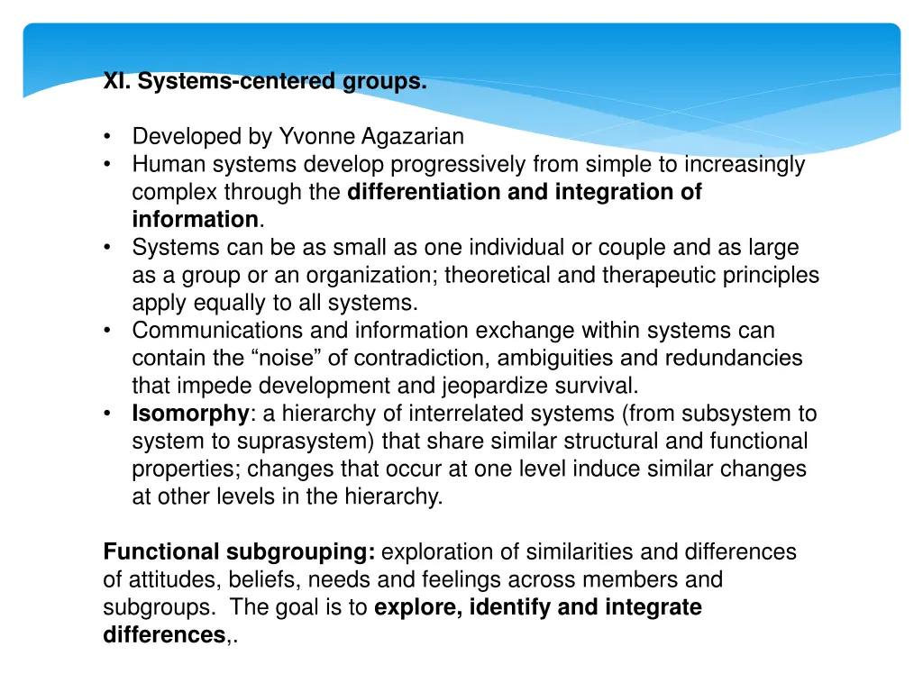 xi systems centered groups