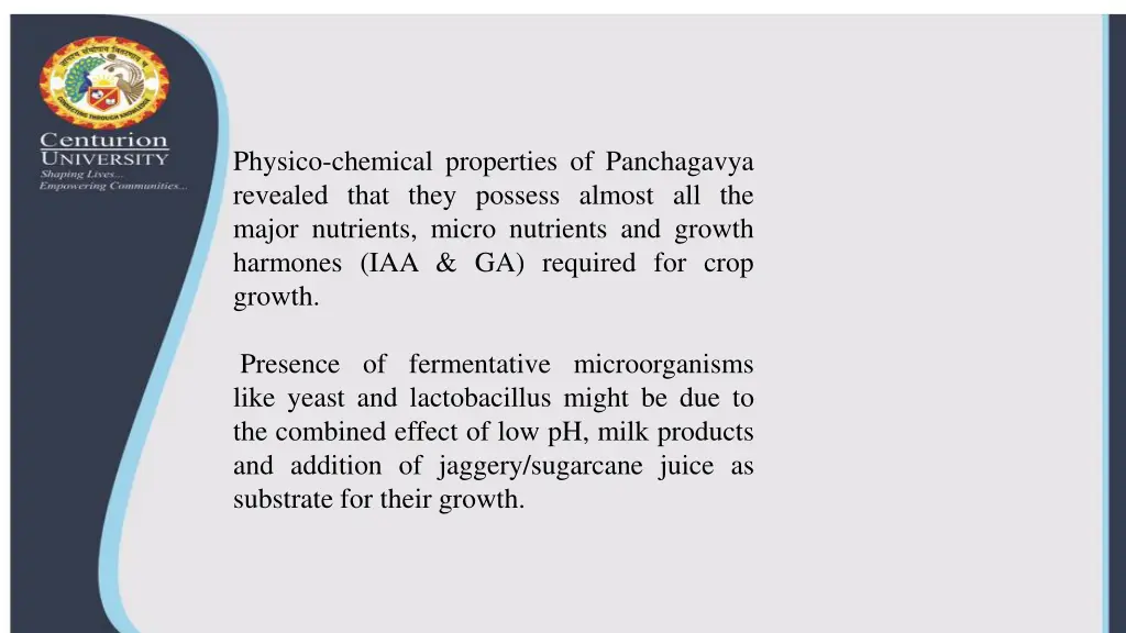 physico chemical properties of panchagavya