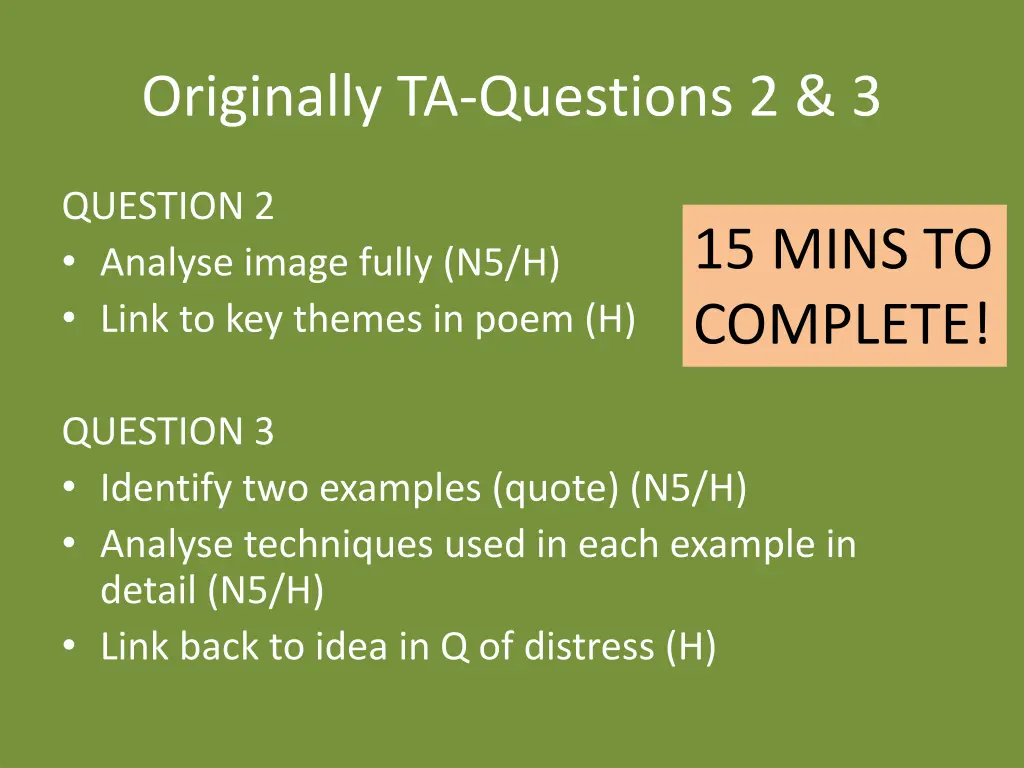 originally ta questions 2 3