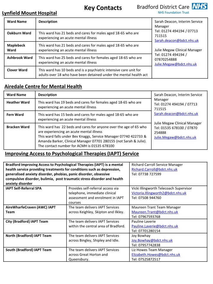 key contacts