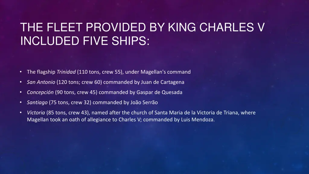 the fleet provided by king charles v included