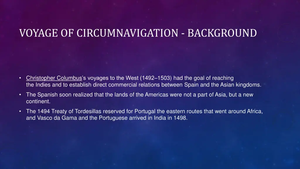 voyage of circumnavigation background