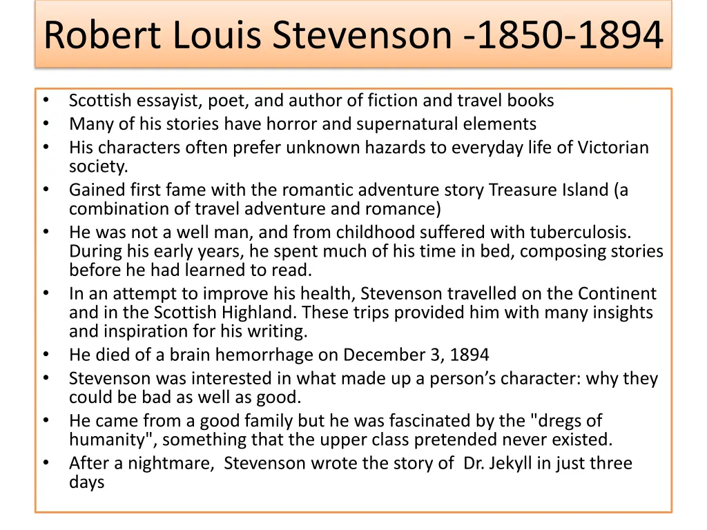 robert louis stevenson 1850 1894