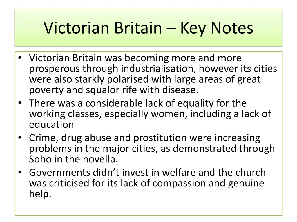 victorian britain key notes