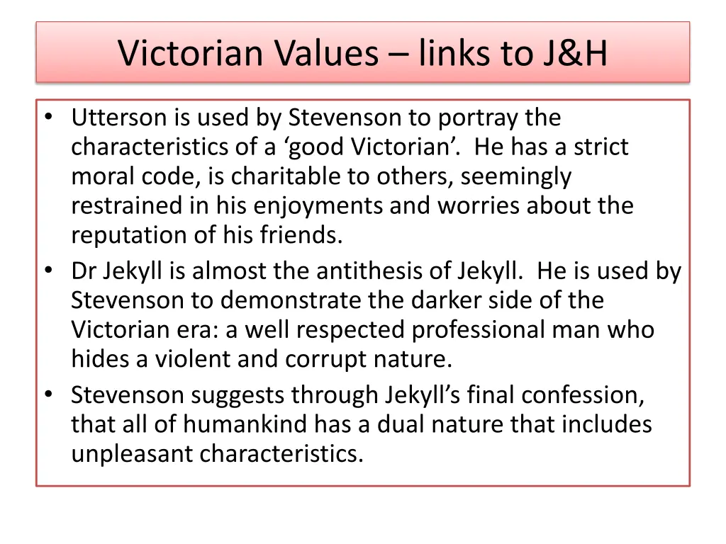 victorian values links to j h