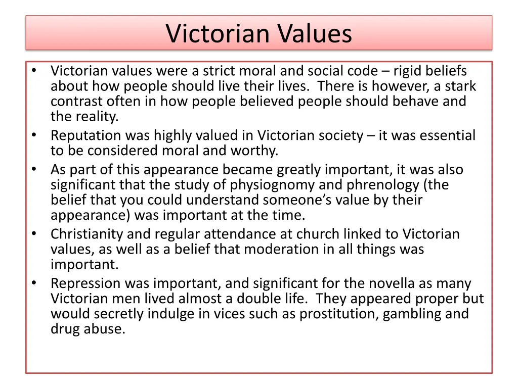 victorian values