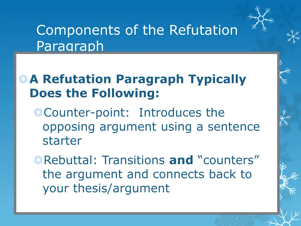 components of the refutation paragraph