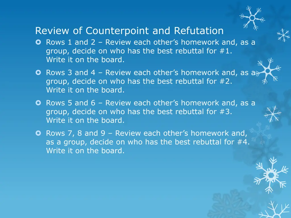 review of counterpoint and refutation rows