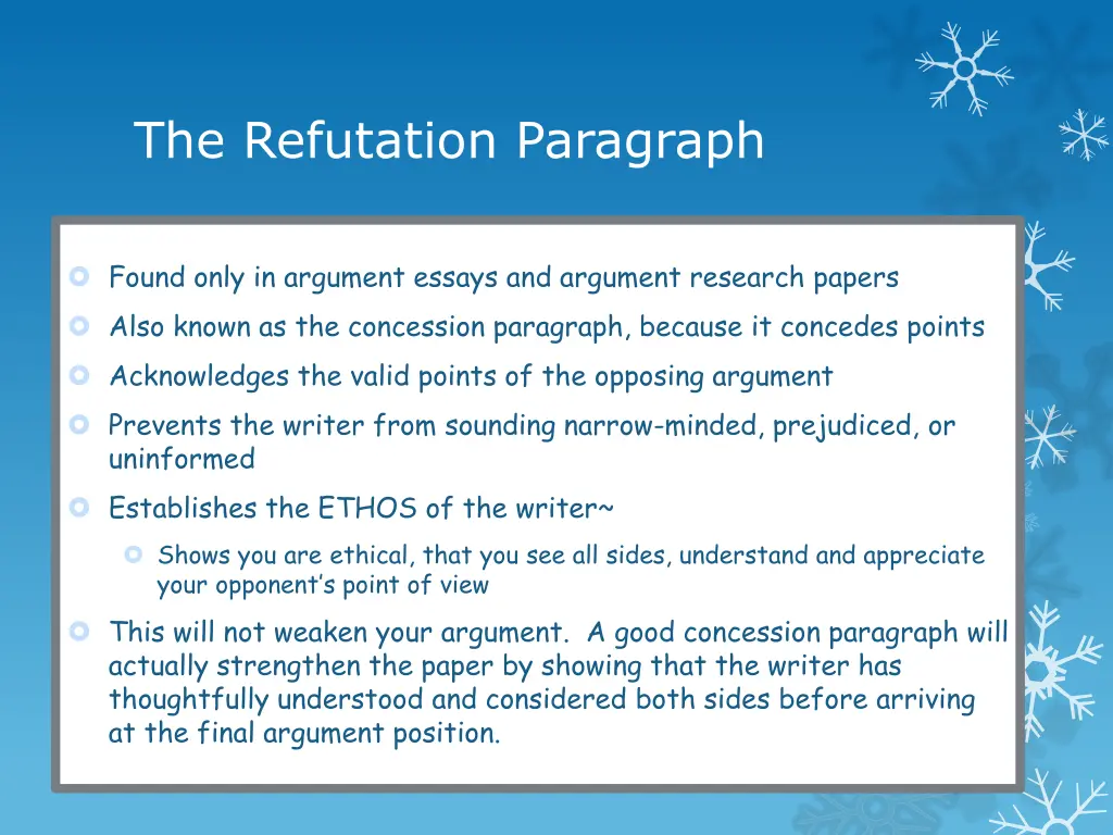 the refutation paragraph