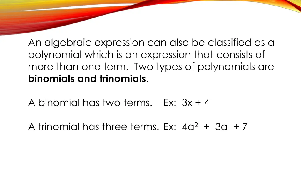 an algebraic expression can also be classified