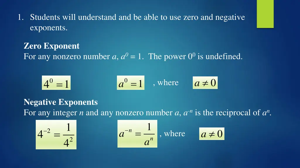 1 students will understand and be able