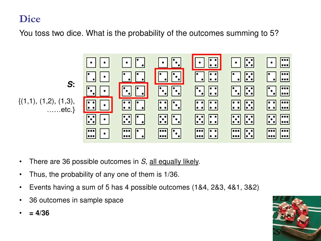 dice you toss two dice what is the probability