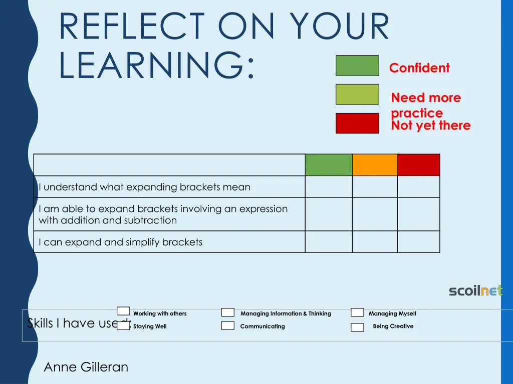 reflect on your learning