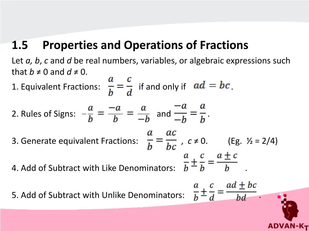 1 5 properties and operations of fractions