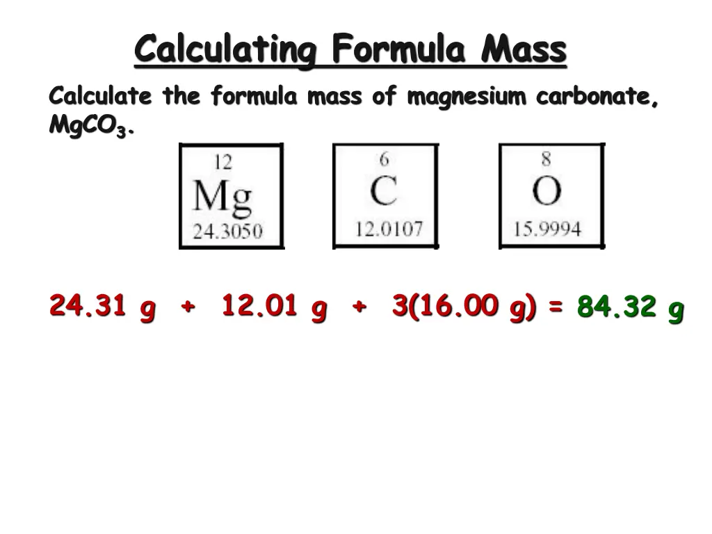 calculating formula mass calculate the formula