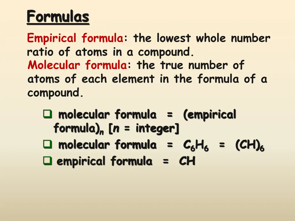 formulas empirical formula the lowest whole