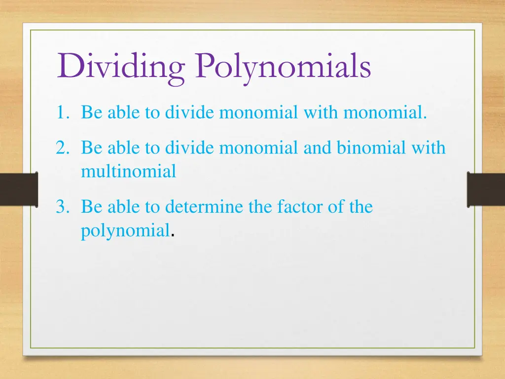 dividing polynomials