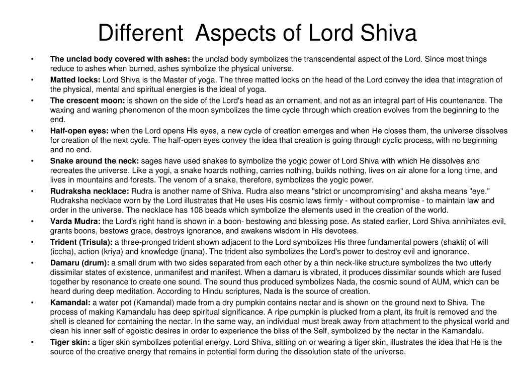 different aspects of lord shiva