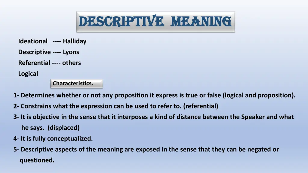 descriptive meaning descriptive meaning