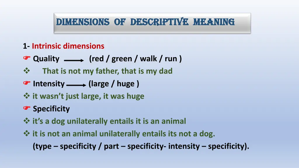 dimensions of descriptive meaning dimensions