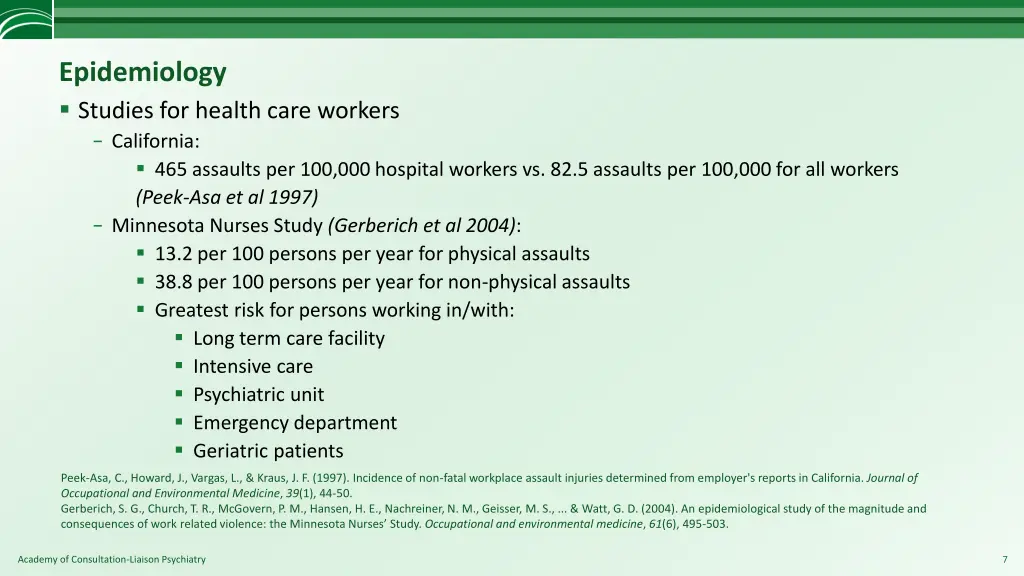 epidemiology studies for health care workers