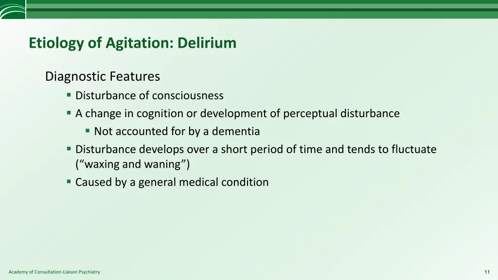 etiology of agitation delirium