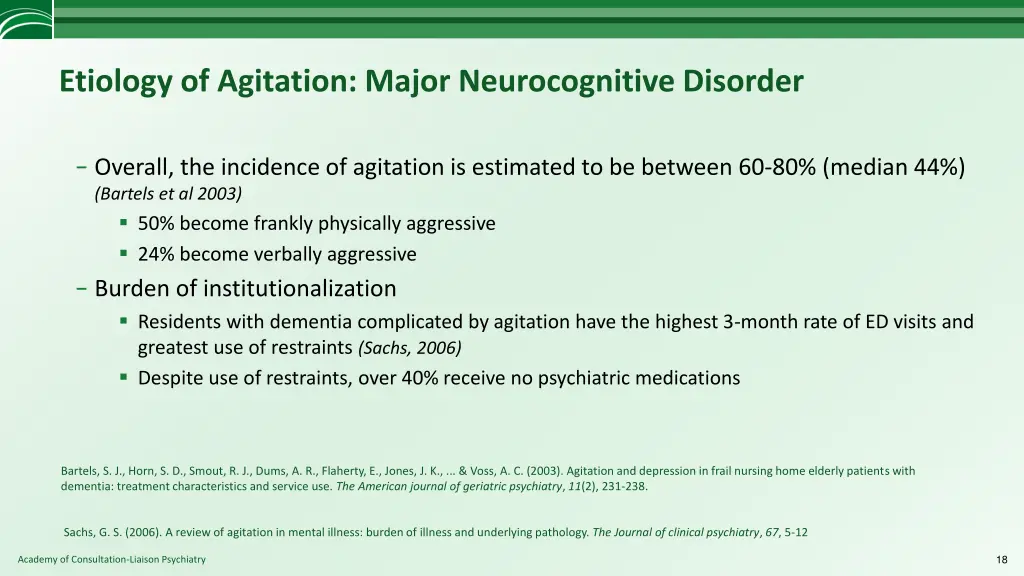 etiology of agitation major neurocognitive