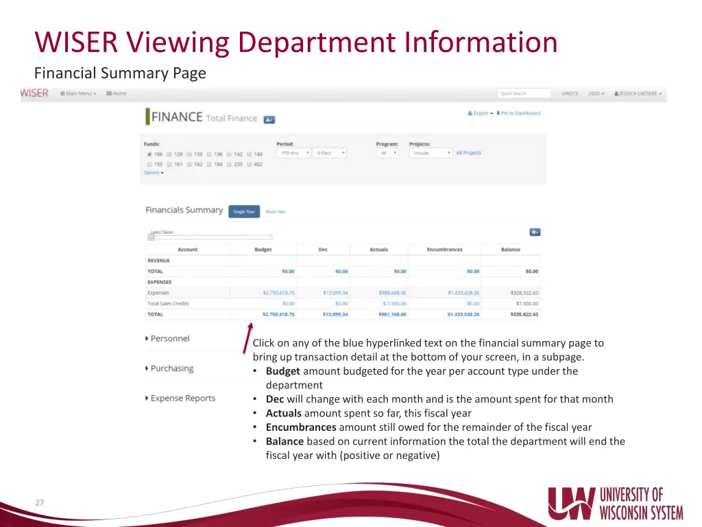 wiser viewing department information financial 1