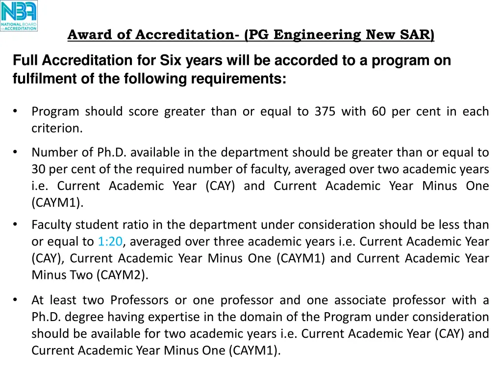 award of accreditation pg engineering new sar