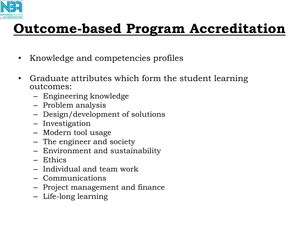 outcome based program accreditation