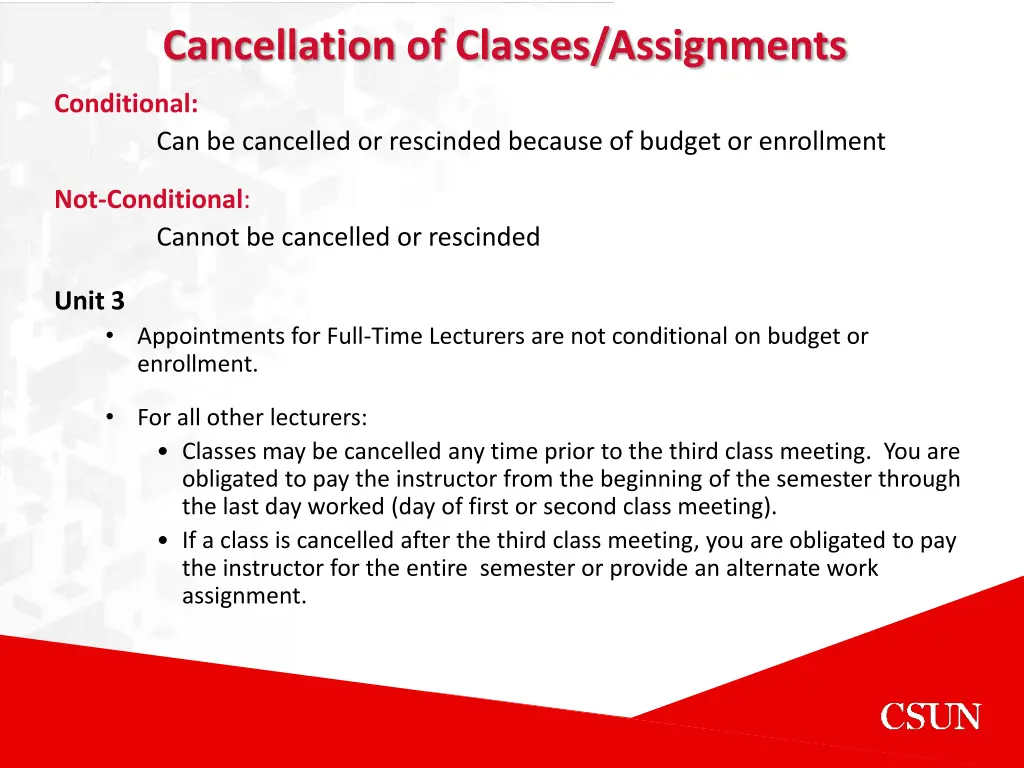 cancellation of classes assignments 1