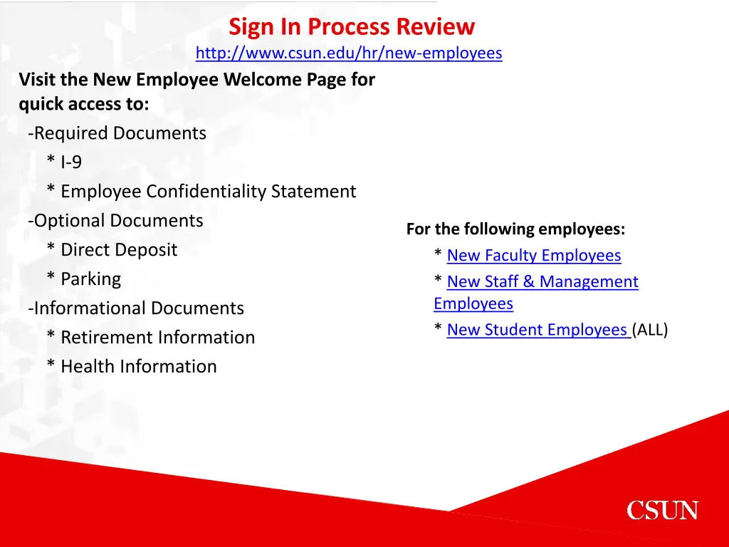 sign in process review http www csun