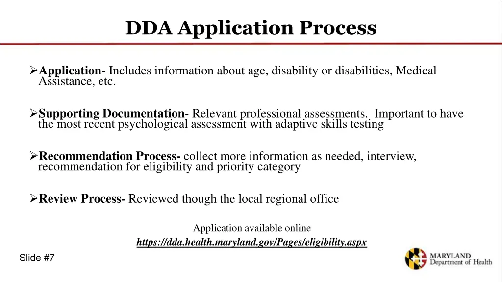 dda application process