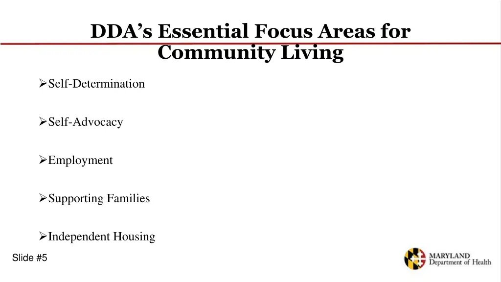 dda s essential focus areas for community living