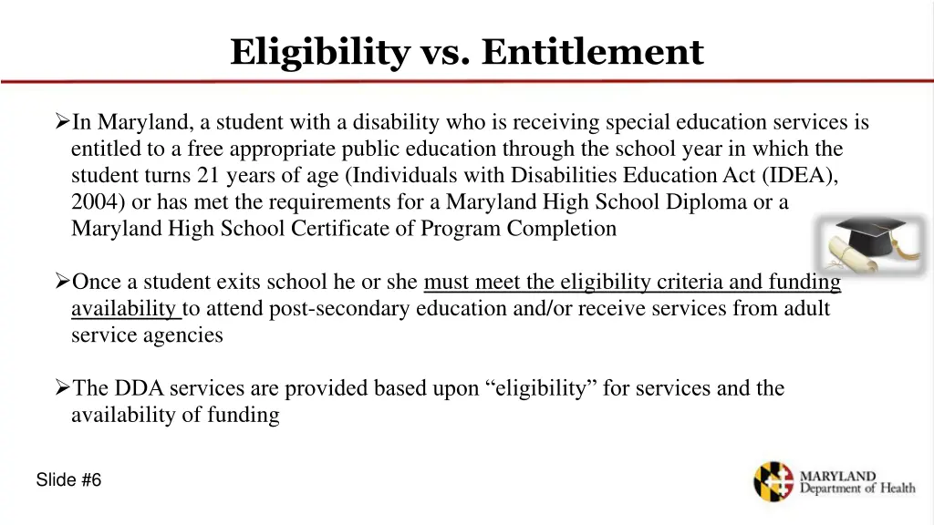 eligibility vs entitlement