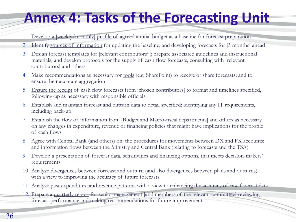 annex 4 tasks of the forecasting unit