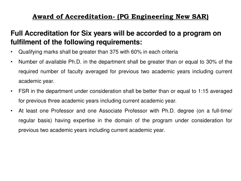 award of accreditation pg engineering new sar