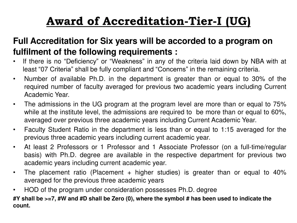 award of accreditation tier i ug