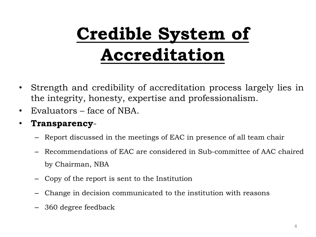 credible system of accreditation