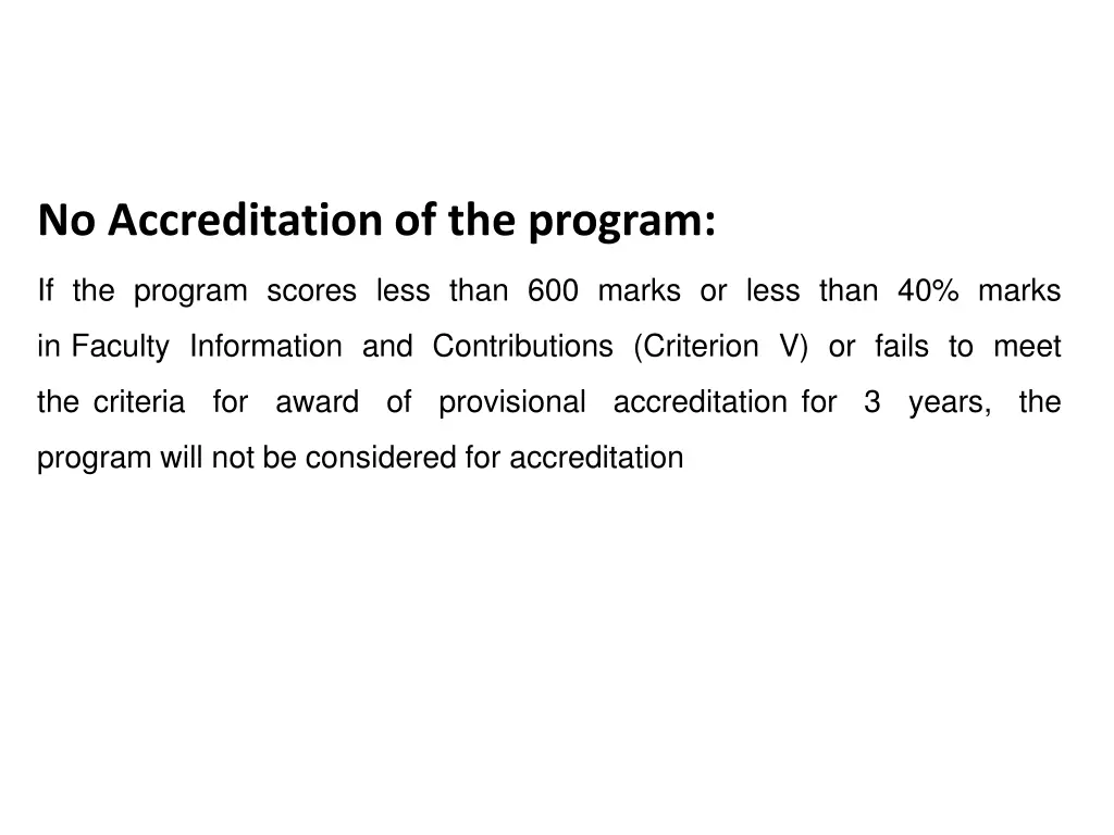 no accreditation of the program 1