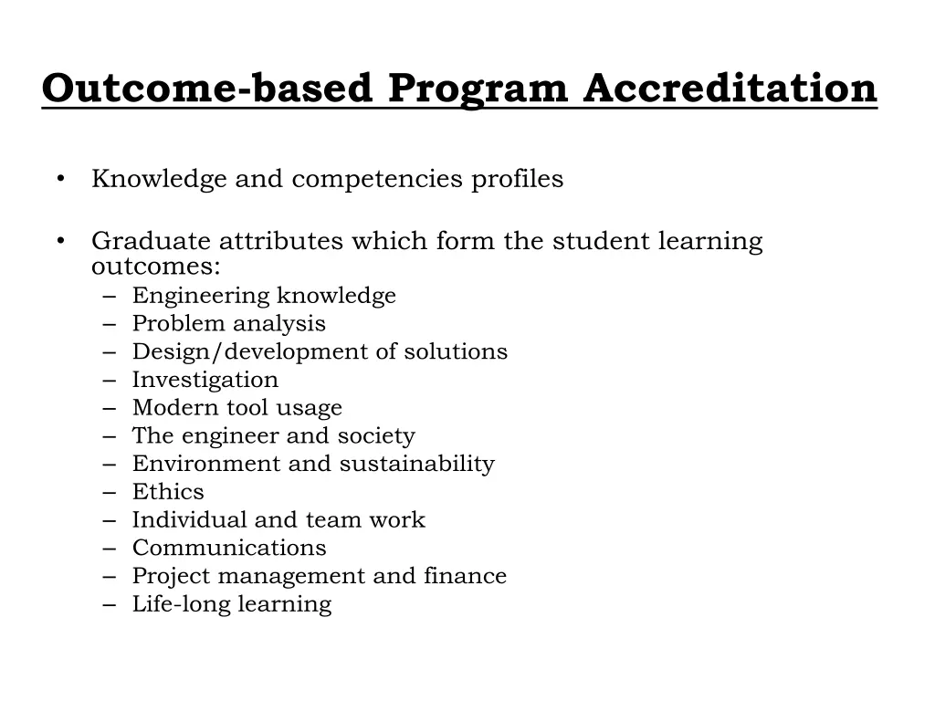 outcome based program accreditation