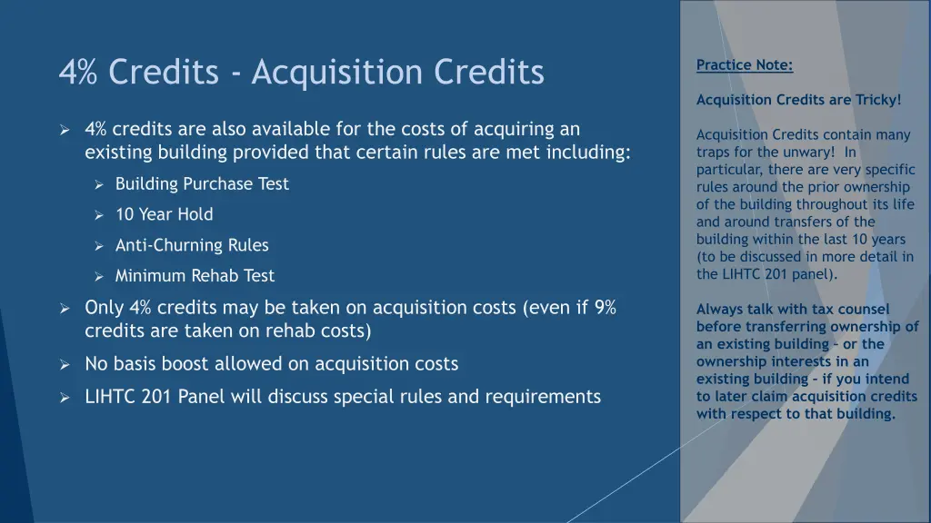 4 credits acquisition credits