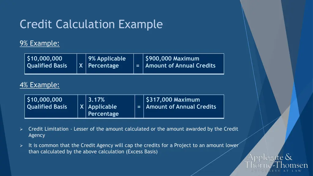 credit calculation example