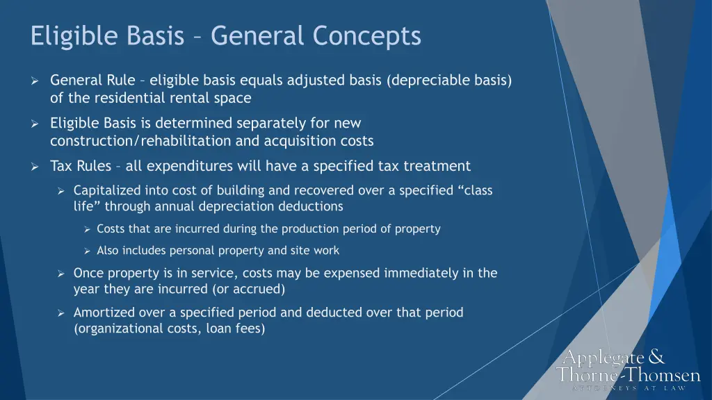 eligible basis general concepts