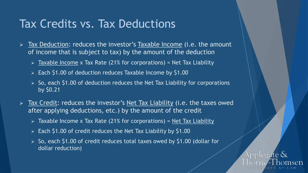 tax credits vs tax deductions