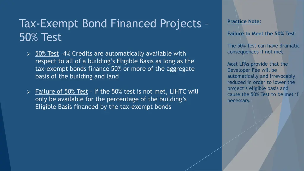 tax exempt bond financed projects 50 test